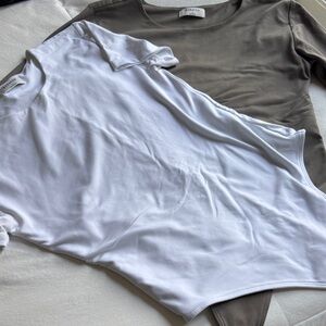 Aritzia Babaton White and Tan Bodysuits